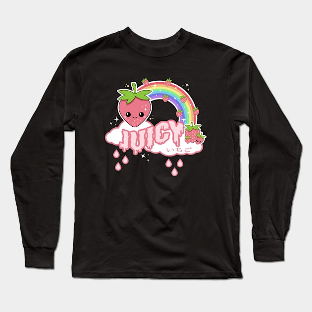 Kawaii Strawberry Rainbow Long Sleeve T-Shirt by Sasyall